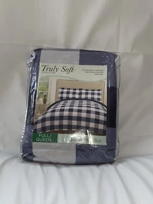 Truly Soft Everyday Blue Gingham Plaid Duvet Mini Set Size Full/Queen 3Pcs 😃 - Image 1 of 4