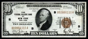 1929 $10 BEAUTIFUL HIGH GRADE XF+ New York Federal Reserve Bank Note! - Picture 1 of 1