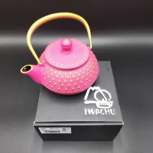 TEAPOT 650ml Nanbu Tekki Iwachu Type 5 Wave (Gold / Pink) from Japan - Picture 1 of 7