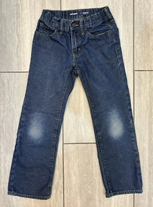 Old Navy Boys Blue Jeans Straight Leg, Dark Wash, Adjustable Waist Size 8, Cute! - Picture 1 of 10
