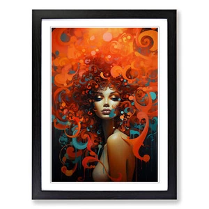 Woman with Curls Abstract Framed Canvas Wall Art Print Poster Picture - Picture 1 of 8