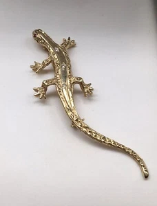 Estate 14k Gold Lizard w/ Diamond & Ruby Eyes Gold Brooch Reptile Pin 4.9 Grams - Picture 1 of 6