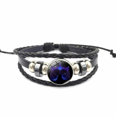 Damen Herren Surferarmband Sternzeichen Waage Blau Geschenk Bracelet Chunk WOW - Bild 1 von 4
