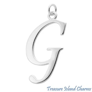 Script Letter G Initial 925 Solid Sterling Silver Charm Pendant MADE IN USA - Picture 1 of 2