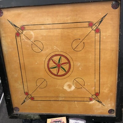 Large Carrom Board 32" x 32" with Striker, Coins. Bought In India. - Image 1 of 3