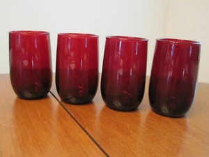 4 VASOS ROYAL RUBY ANCHOR HOCKING 5 OZ 3 3/8" DE ALTO - Imagen 1 de 4