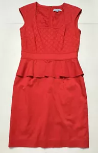 Antonio Melani Arice Blood Orange Sheath Peplum Dress Sleeveless Knee Length 6 - Picture 1 of 7