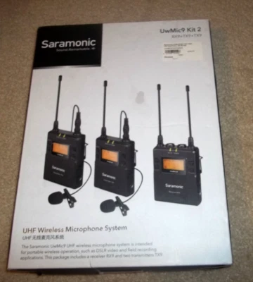 NEW Saramonic UwMic9S Kit 2 RX9+TX9+TX9 2-Person Wireless UHF Lavalier System - Image 1 of 4