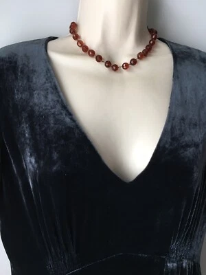 Vintage Sparkly Czech Faceted Amber Glass  Collar Choker Necklace Rolled Gold - Image 1 of 4