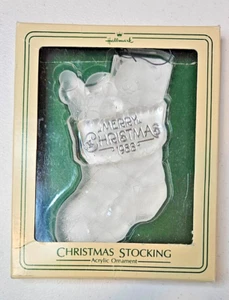 1983 Hallmark Merry Christmas Stocking Acrylic Ornament Keepsake - Picture 1 of 4