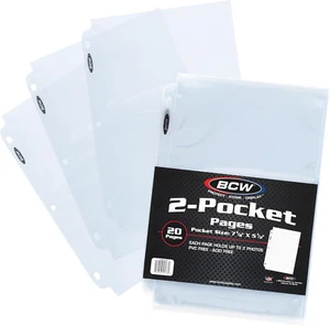 BCW Pro 2-Pocket Photo Protector Sleeves | 20 Count | 5"X7" Photos Sleeves, Card - Picture 1 of 12