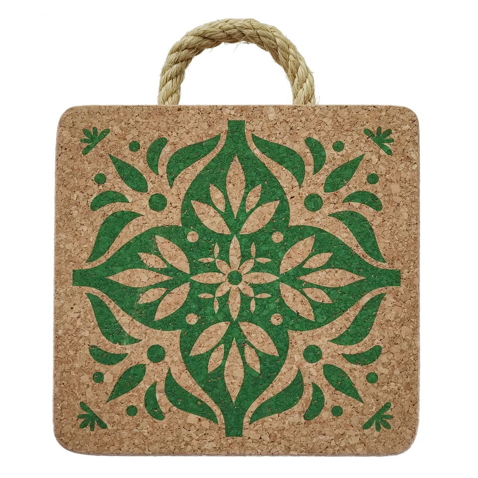 Viking Naturel Liège Chaud Patins / dessous de Plat - Vert Portugais Tile - Fait - Photo 1/1