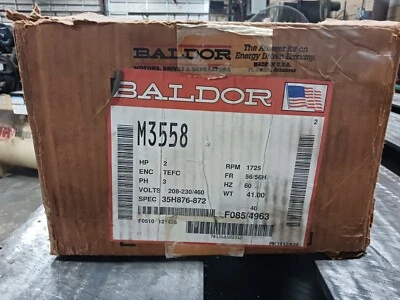 Baldor 2HP 1735RPM 3-Phase Industrial Motor - Gray (M3558) - Image 1 of 3