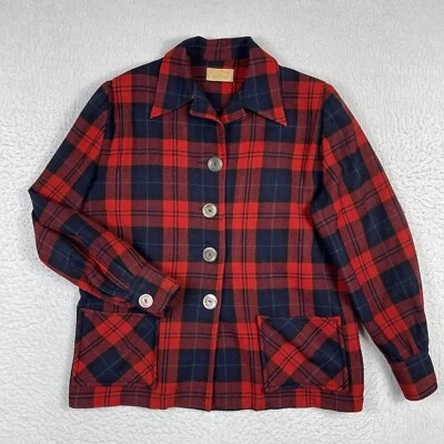 Pendleton Jacket Womens Medium Red Plaid Flannel Vintage 49er Shacket Outdoors - Image 1 of 4