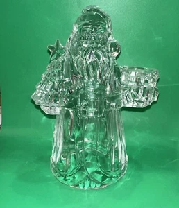 Santa Pillar Candle Holder By Mikasa Vintage 24% Lead Crystal Glass Figurine - Picture 1 of 3