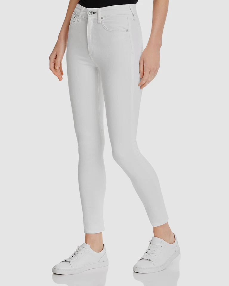 Rag & Bones Women White Stretch High Waist SKINNY Denim Pants Jeans 28w 26l