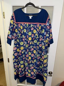 Vestido Go Softly Patio House Talla 2X Estampado de Peces Fluido Mumu Acogedor Cómodo - Imagen 1 de 5