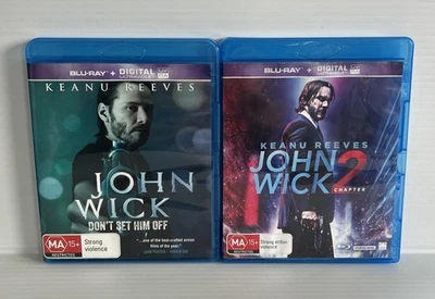 JOHN WICK 1 & Chapter 2 Movie Blu-ray Region B - Keanu Reeves - Free Post - image 1 of 2