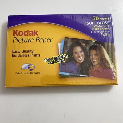 Kodak Picture Paper InkJet Printers 50 Sheets Soft Gloss 4" x 6" SEALED zacs - Image 1 of 2
