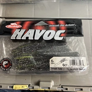 Berkley HAVOC Bait Smash Tube schwarz rot Chartreuse 4" 6 Stück Iconelli Design - Bild 1 von 11