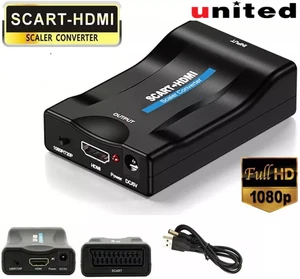 SCART To HDMI Converter Adapter Composite Video Audio Adaptor SKYBOX DVD 1080P - Picture 1 of 6