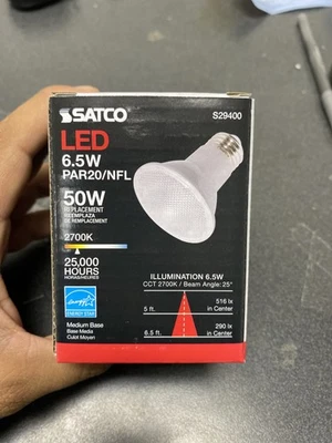 Satco Lighting S29400 6.5W Dimmable PAR20 LED Bulb - 520 Lumens, 2700K - Silver - Image 1 of 4