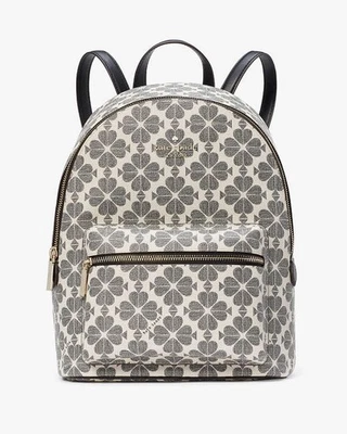 Mochila mediana Kate Spade New York Signature Spade Flower negra/blanca nueva con etiqueta Foto 1 de 4