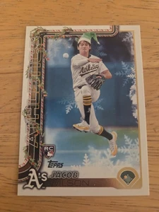 2025 Topps Holiday Jacob Wilson #H4 Santa Hat Variation Oakland Athletics RC - Picture 1 of 2