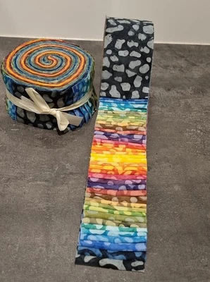 Jelly Roll Batik Pretty Plain ASSORTED Multi coloured tonings. - image 1 of 4