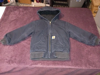 Carhartt Duck Canvas Jacket Youth SZ XXS (4/5) Quilt Lined Hooded Black - Image 1 of 4