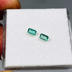 Natural Columbian Emerald Facet Gemstones 5x3mm x 2 pair Blue E0-1405 - Picture 1 of 5