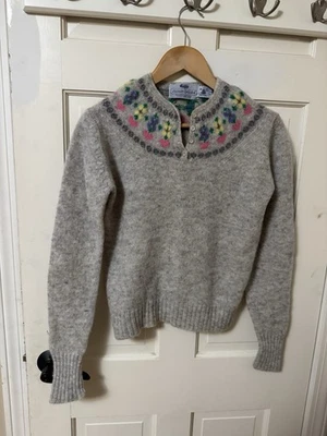 Suéter De Colección Susan Bristol Suéter de Lana Shetland 38 Gris FairIsle Yugo Nórdico Foto 1 de 3