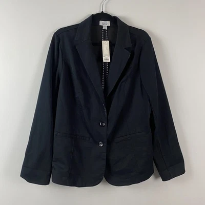 Croft & Barrow Blazer Jacket Size 1X Black Stretch Two-Button Stretch - Image 1 of 4