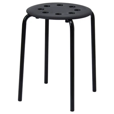 IKEA MARIUS Stool Black 17¾" Lightweight Stackable Chair Seat Modern Home Bar - Image 1 of 4