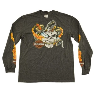 RARE EL PASO TEXAS Vintage Harley Davidson T-Shirt Skull SNAKE LONG SLEEVE L 3D - Bild 1 von 13