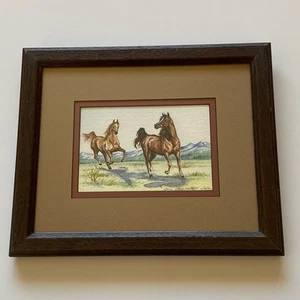 "Pintura original acuarela caballos salvajes por el artista Terri Stone Kottas 12 x 9,5""" - Imagen 1 de 7