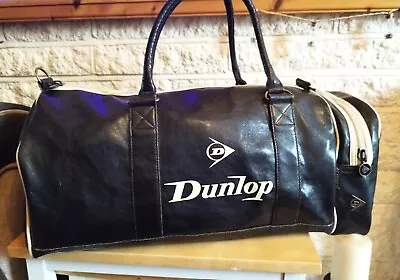 Rara Borsetta Sportiva Vintage Dunlop - Borsa A Tracolla Aereo Di Linea - Nero E Crema • 46.26€