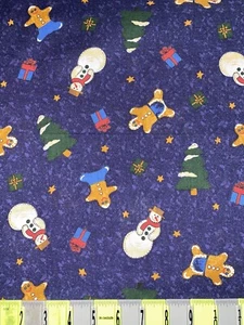 27”x44” Christmas Tree Snowman Gingerbread Cotton Fabric Remnant - Picture 1 of 1