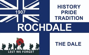 Bandera o pancarta del club de fútbol americano Rochdale. 5 pies x 3 pies. Rochdale FC - Imagen 1 de 1