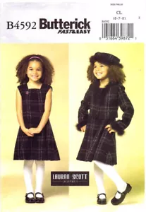 Giacca Cappello Bambina Modello Vestito 6-8 Butterick 4592 Fuori Produzione - Foto 1 di 3