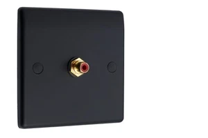 Matt Black 1 x RCA Phono Audio Wall face plate Non-solder - Picture 1 of 5