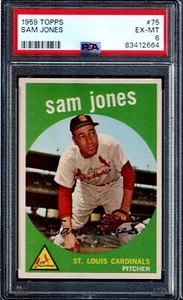 PSA 6 1959 Topps #75 Sam JONES, Cardinals - EX/MT - Picture 1 of 2