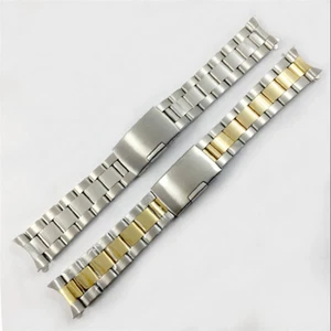 Cured 3Rows Watch Band 16mm 18 19mm 20 21mm 22 24 26mm Stainless Steel Strap - Picture 1 of 7