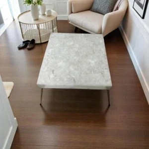 Natural White Quartz Table – Gemstone Coffee Table, Handmade Crystal Furniture - Picture 1 of 6