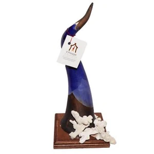 Corno Portafortuna PRESEPE DI ACAMPORA Artigianale In Ceramica Blu - Picture 1 of 2