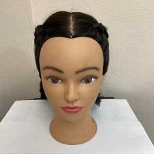 Übungskopf Schaufensterpuppe Kopf zum Lernen Kosmetik Kunsthaar braune Haut - Bild 1 von 13