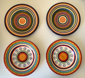 Plates x8 Living Art 'CASABLANCA' Multicoloured Stripes Casa Domani 21cm - Picture 1 of 17