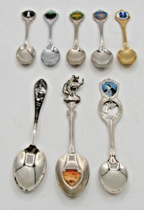 Lot of 8 Vintage Travel Destination Sliver and Plated Souvenir Spoon Collection - Picture 1 of 9