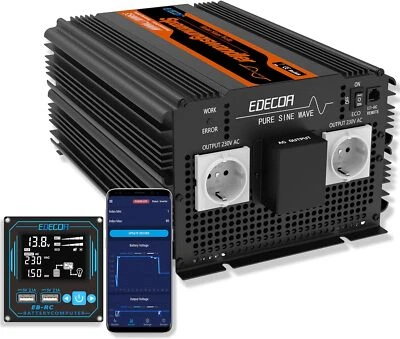 EDECOA Inversor 12V 220V Onda Pura 3500W Convertidor EB-RC Remote New USB LCD - Imagen 1 de 4