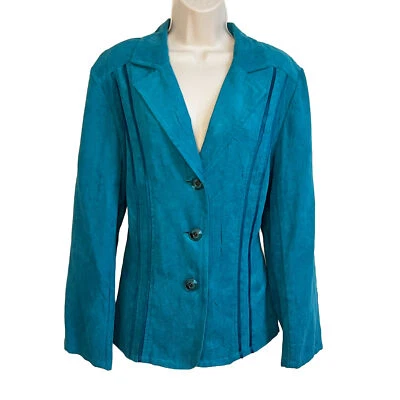 RQT 女式复古 90 年代蓝蓝色大码单排扣西装外套 1X — 第 1/4 张图片